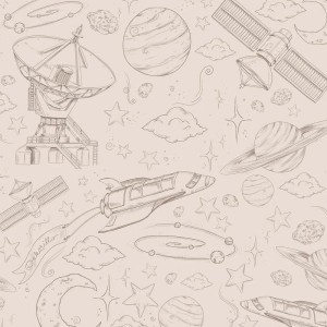 DEKORILLO - TAPETA DZIECIĘCA KOSMOS MONO BEŻOWA