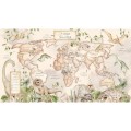 TAPETA MAPA ŚWIATA DINOZAURY BEŻOWA