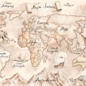 DEKORILLO - TAPETA DZIECIĘCA MAPA ŚWIATA RETRO