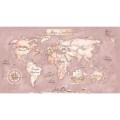 TAPETA MAPA ŚWIATA MORSKA RÓŻOWA