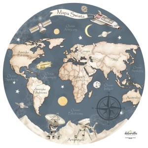 DEKORILLO - NAKLEJKA KOŁO MAPA ŚWIATA KOSMOS
