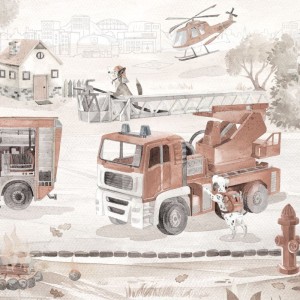 MALUMI - TAPETA TAPETA DLA DZIECKA STRAŻ POŻARNA FIRE PATROL RETRO