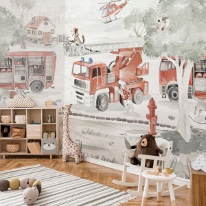 MALUMI - TAPETA DLA DZIECKA STRAŻ POŻARNA FIRE PATROL RED