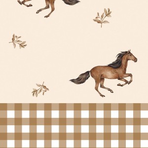DEKORNIK - TAPETA W KONIE HORSES AND CHECK BROWN