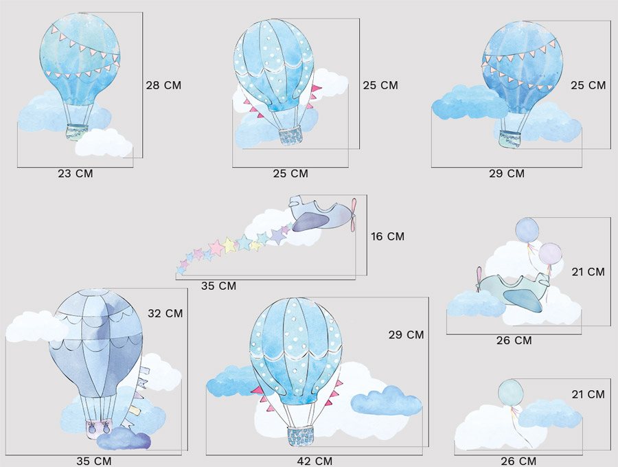 balony blekitne naklejki