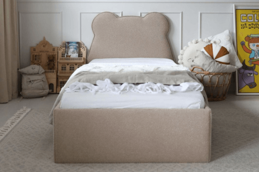 łóżko tapcierowane dla dziecka miś