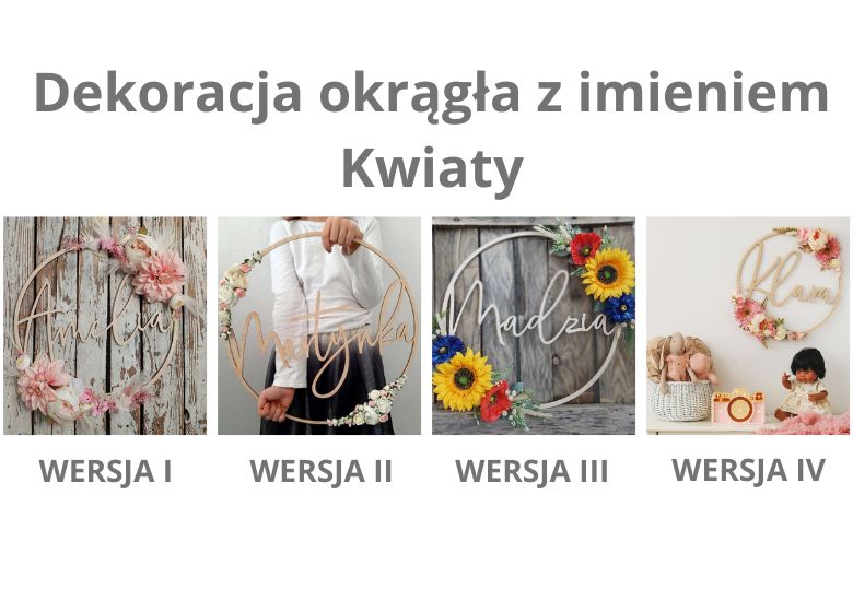dekoracja na ścianę do pokoju dziewczynki kwiaty z imieniem