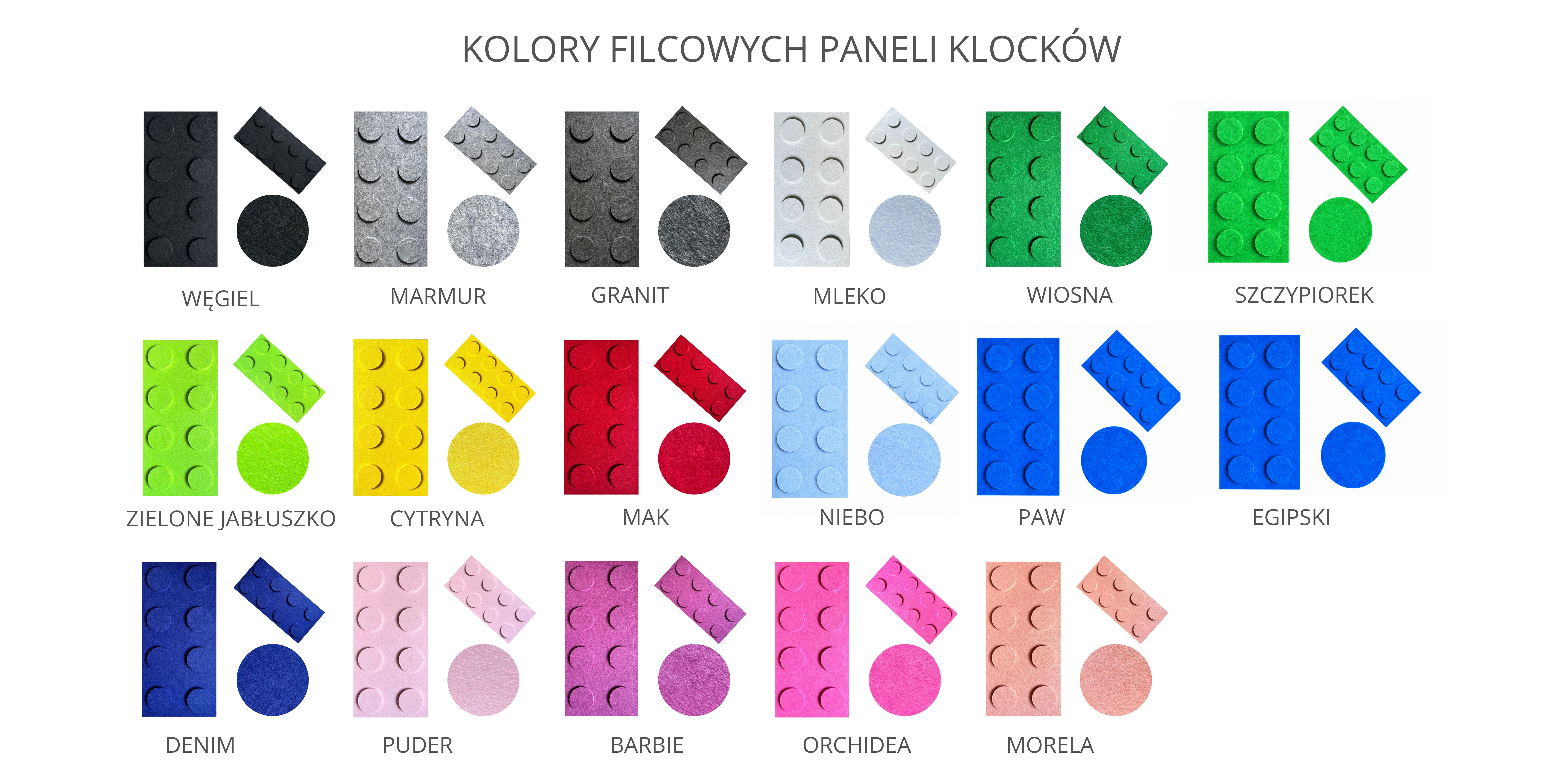 kolory filcowe klocki na ścianę