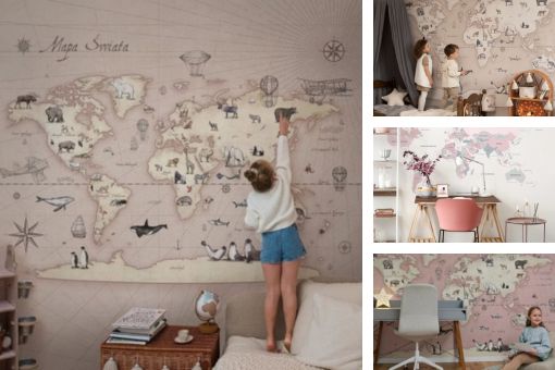 tapety mapa do pokoju dziewczynki